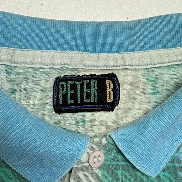 Vintage Peter B Floral Polo Shirt Mens XL Surf Beach Summer 90s Y2K 23x27.5 - Picture 9 of 11